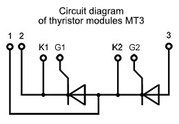 サイリスタモジュール接続図 MT3-650-12-A2 サイリスタモジュール接続図 MT3-650-12-A2