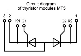 サイリスタモジュール接続図 MT5-1250-8-D
