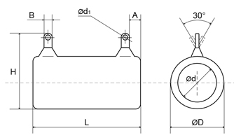 巻線管状抵抗器の図面